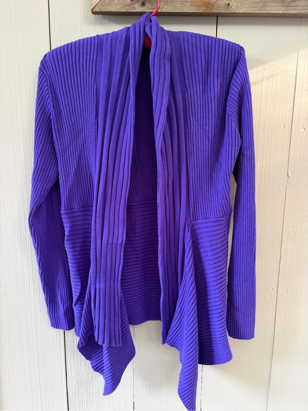 Chaus Vibrant Purple Ribbed Open-Front Cardigan